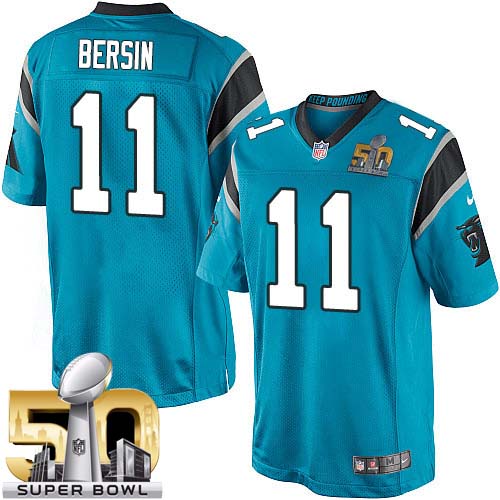 Youth Elite Brenton Bersin Super Bowl L Nike Jersey Blue Alternate - #11 NFL Carolina Panthers